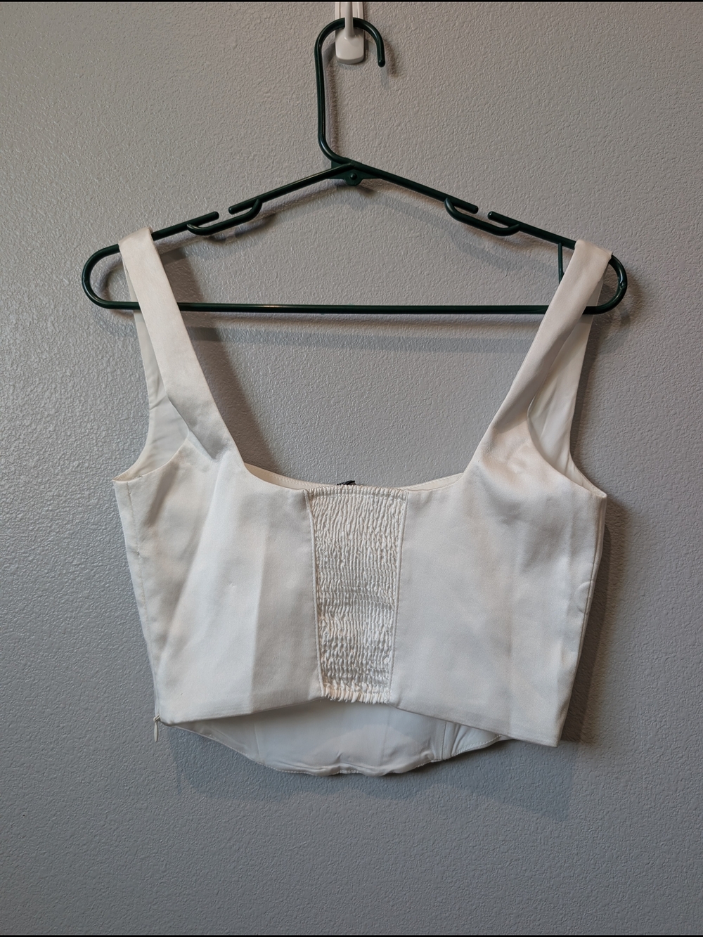NWT Zara White Structured Square-Neck Corset Crop Top - Picture 2 of 5